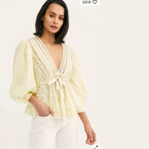 Free People Women Favorite Romance Puff Sleeve Top